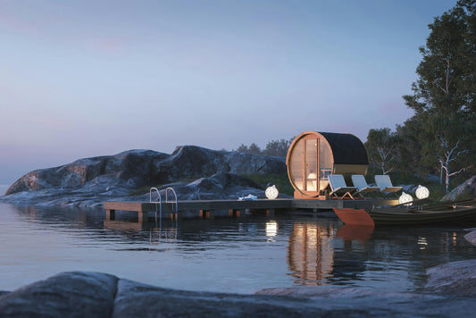 Barrel Sauna Vidar glass wall interior view