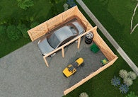 Carport Bosse Double interior with cars parked