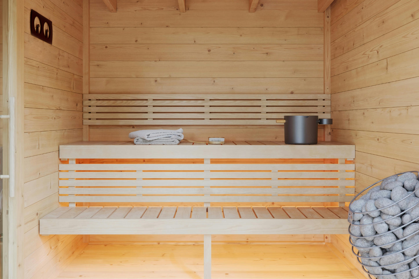 Sauna Kiira interior aspen benches