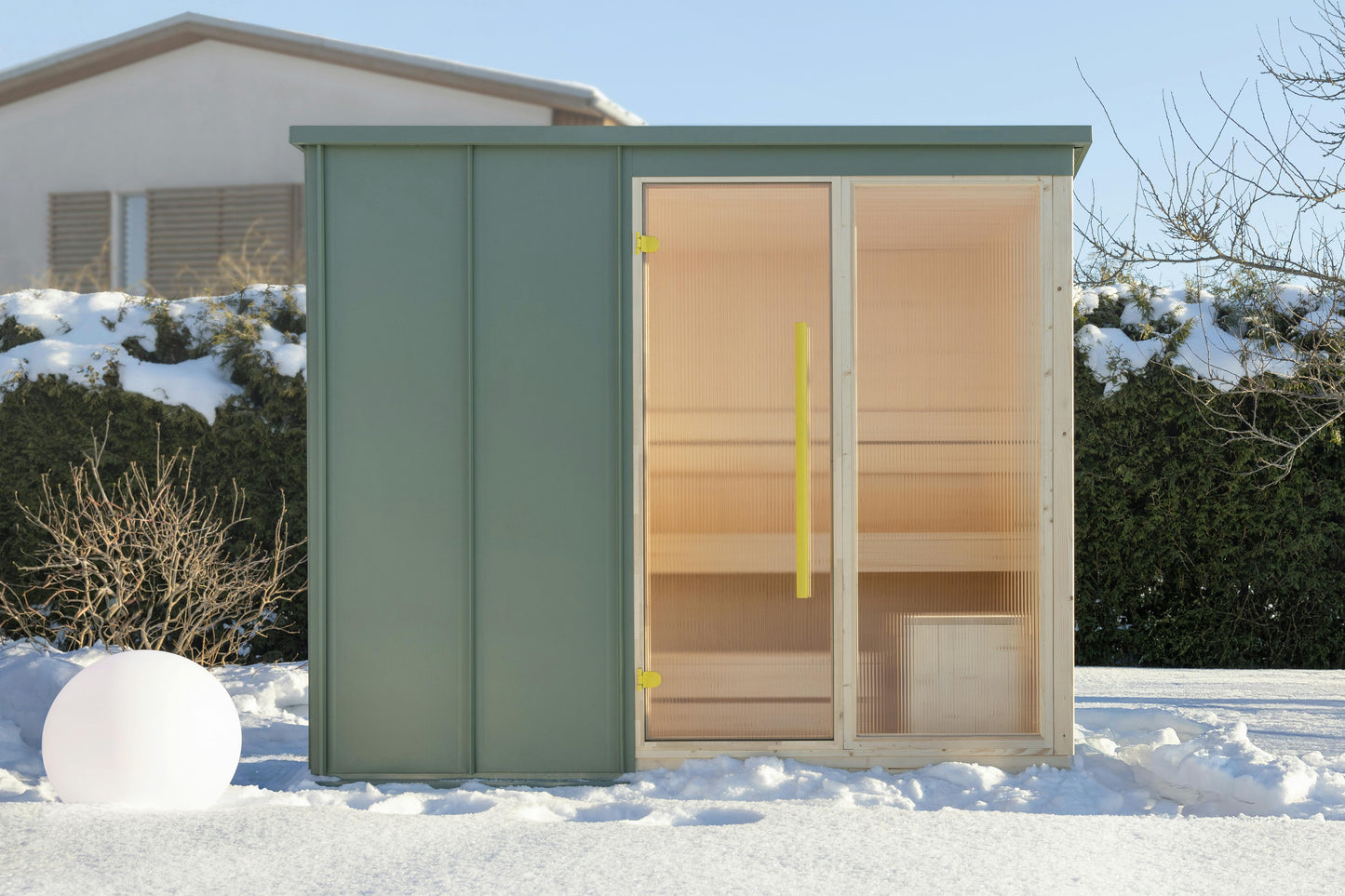 Sauna Alvar Metal Facade Glass Door Detail
