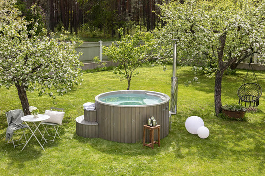 Polar Spa hot tub with integrated wood-fired stove