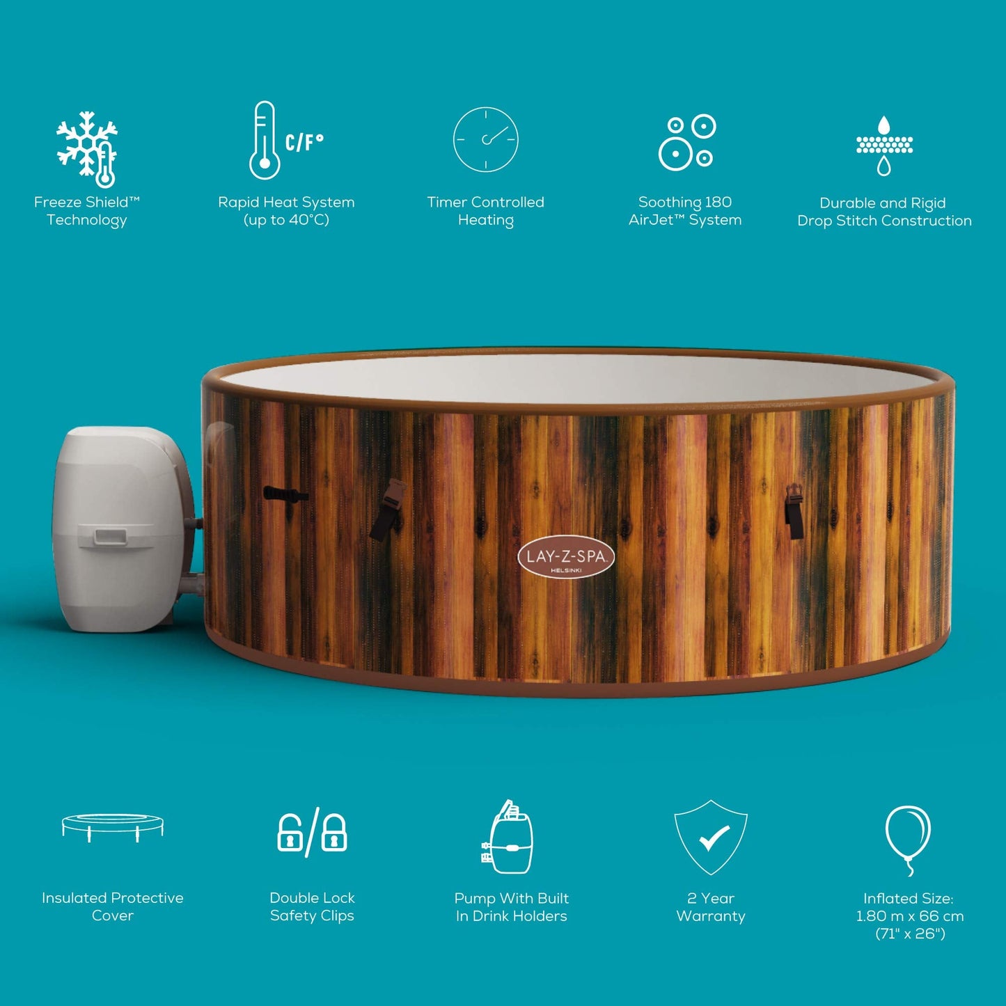 Lay-Z-Spa Helsinki Inflatable Liner - Wood Effect