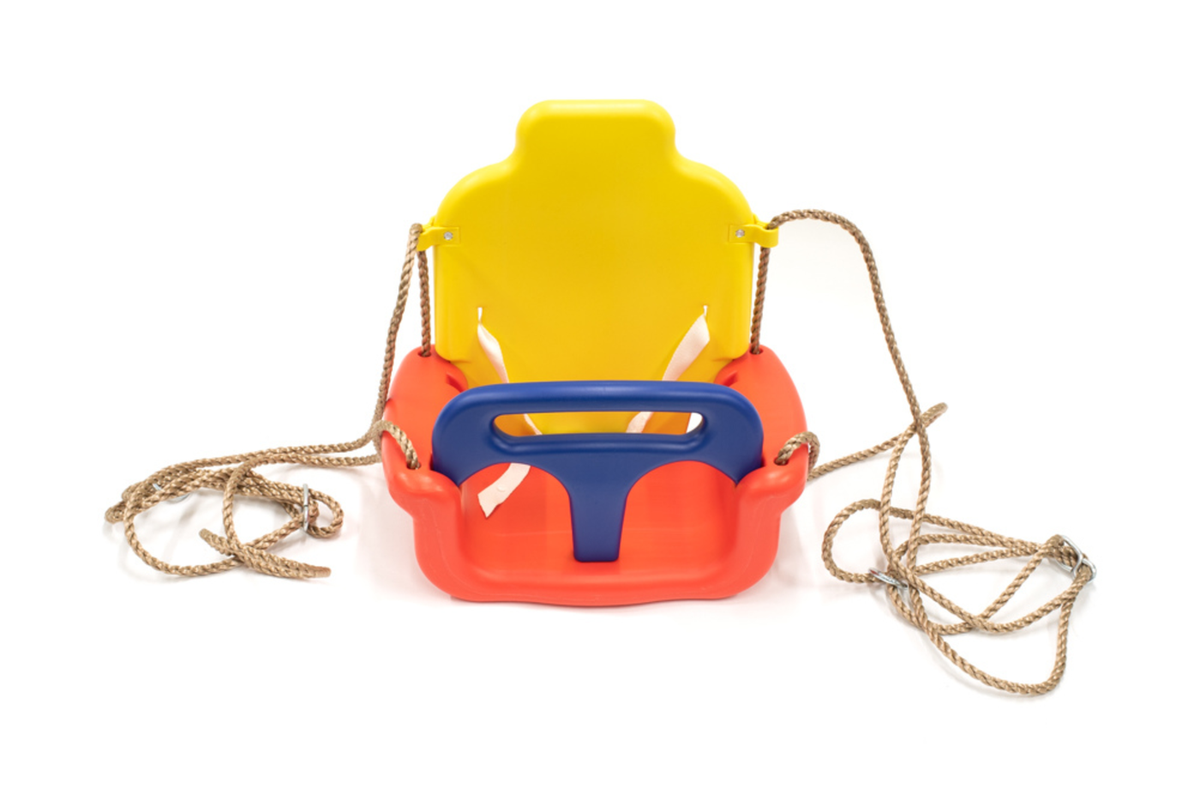 Flexible swing seat with front bar and back support