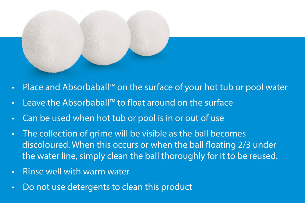 AbsorbaBall preventing scum ring build-up in hot tub