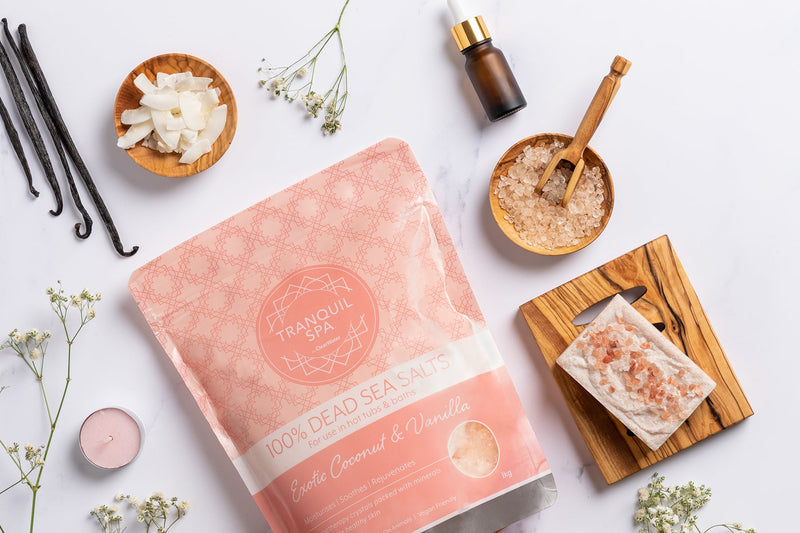 Coconut and vanilla dead sea bath salts