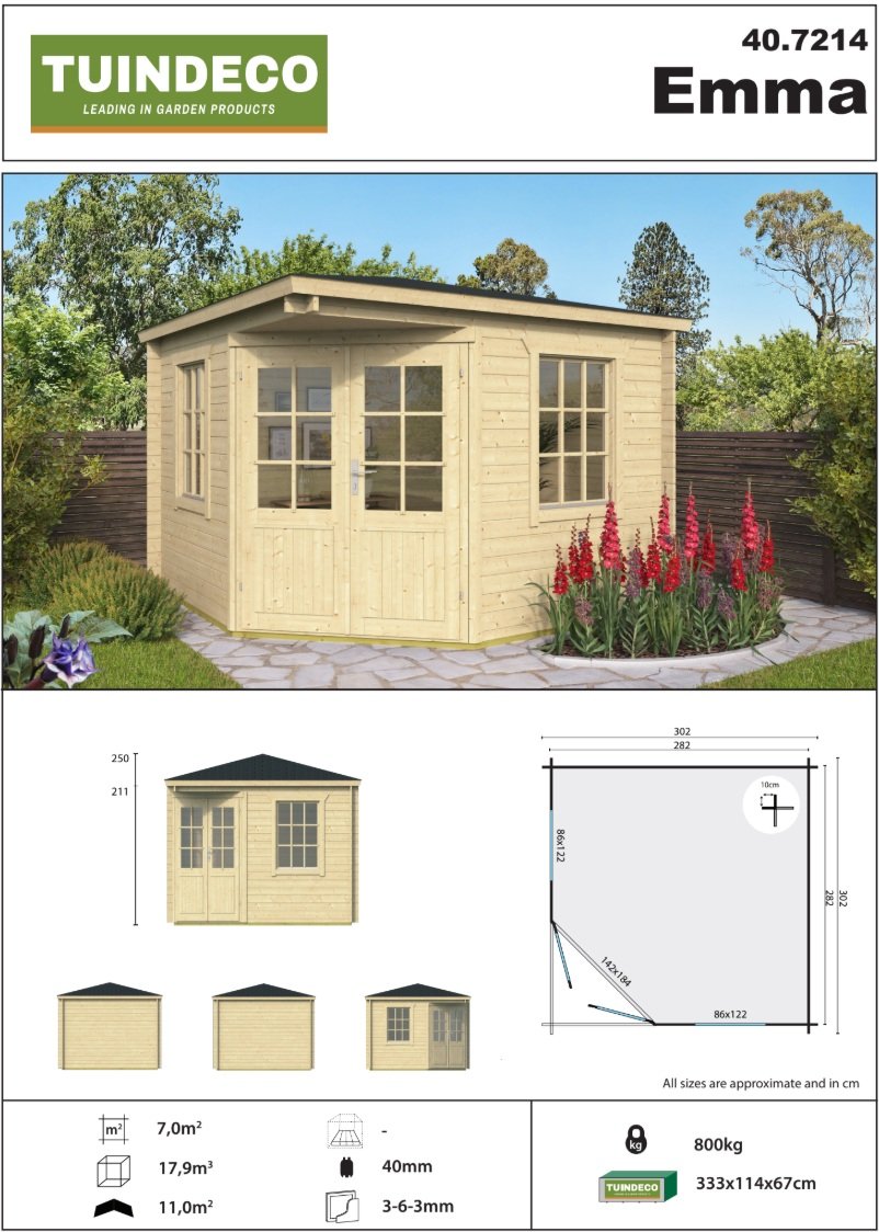 Aria Corner Log Cabin 3m x 3m