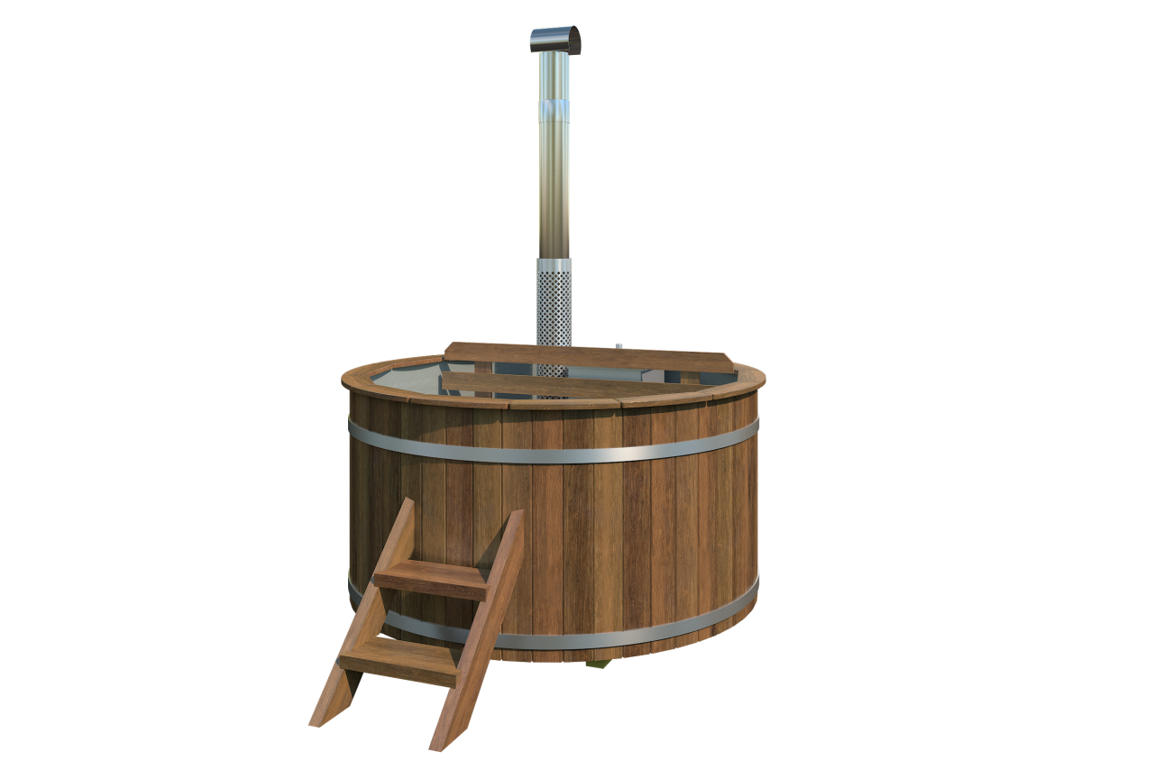 Barrel hot tub with internal wood burning heater – Ø 1.8m Heat Treated