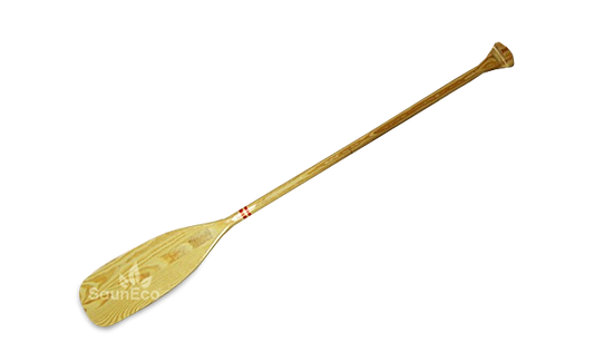 Wooden hot tub stirring paddle close-up view