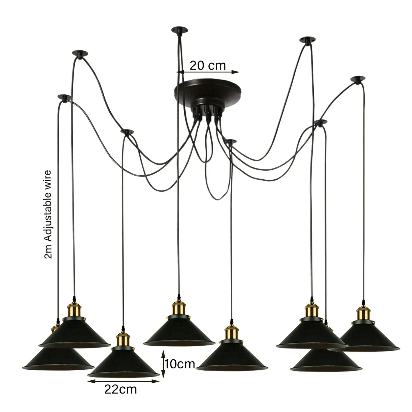 9-light spider pendant chandelier in restaurant setting