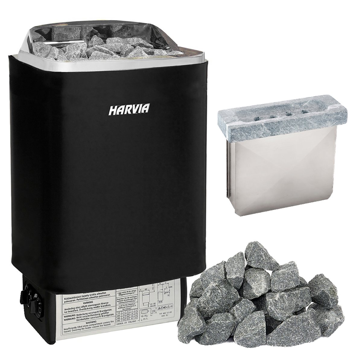 ELECTRIC SAUNA HEATER HARVIA STEELTOP M45, 4,5kW, WITH BUILT-IN CONTROL, KIT - STANDART