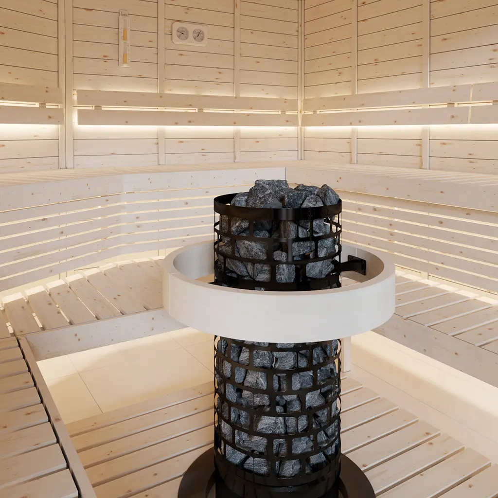 ELECTRIC SAUNA HEATER SAWO ARIES ROUND BLACK NI2, ARI3-75Ni2-BL-P-C 7,5kW, WITHOUT CONTROL UNIT