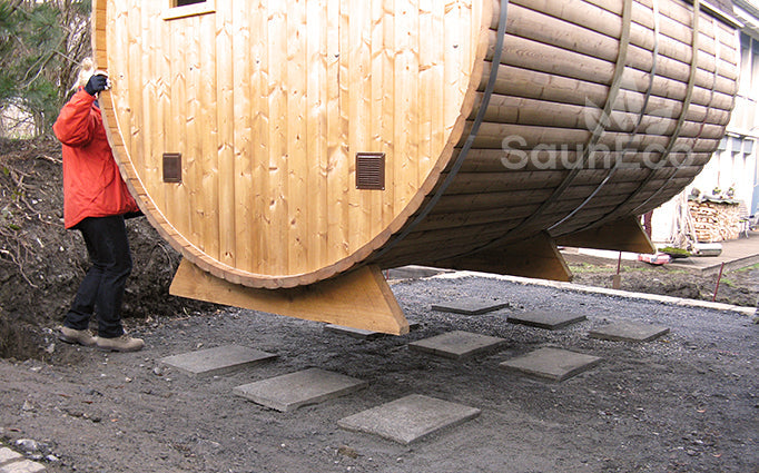 Barrel Saunas – Two-Room Thermowood Barrel Sauna Lodge (13ft) for 6 | Terrace & Wood-Fired Heater