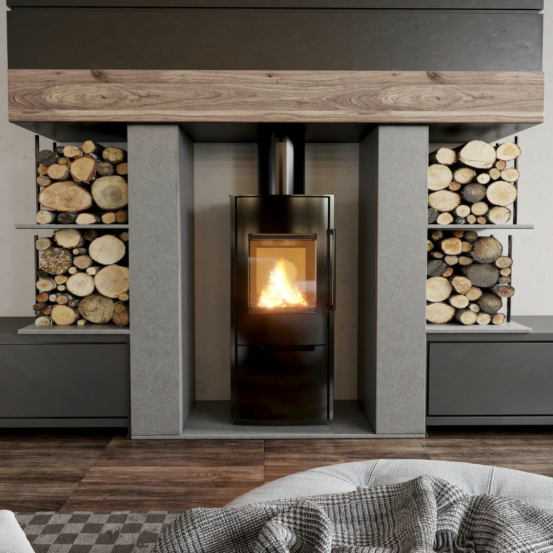 Schiedel SG1 wood burning stove with external chimney package