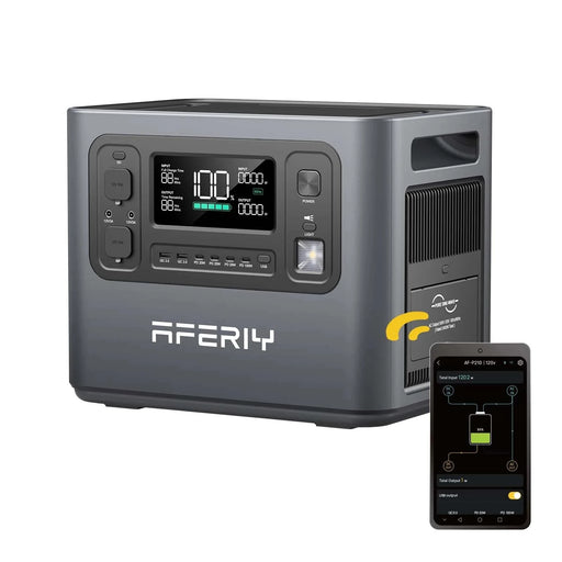 Aferiy P210 2400W 2048Wh LiFePO4 Portable Power Station with 13 Output Ports, UK Plug, Fast Charging & App Control