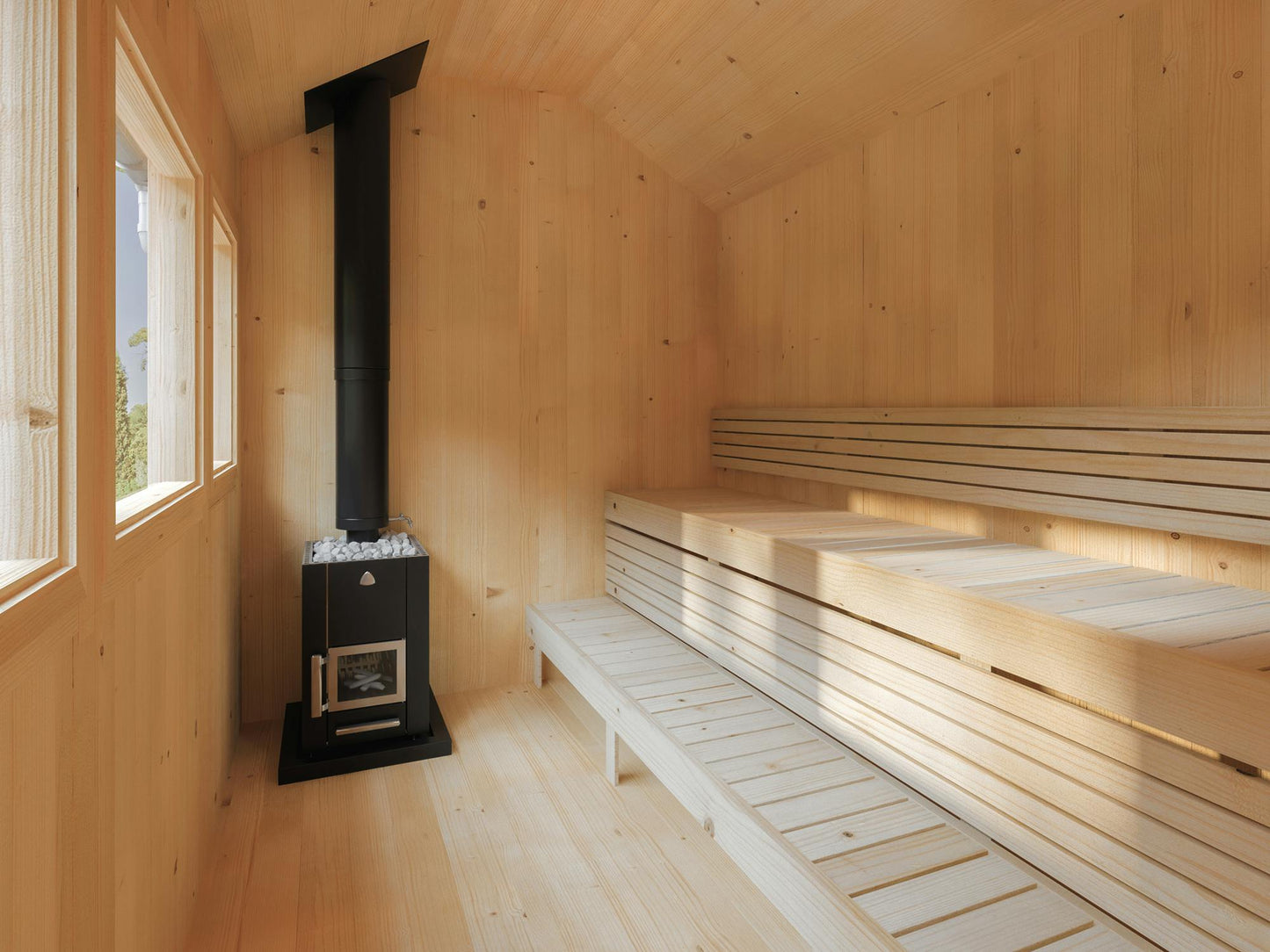 Sauna Timo Exterior Garden Setting