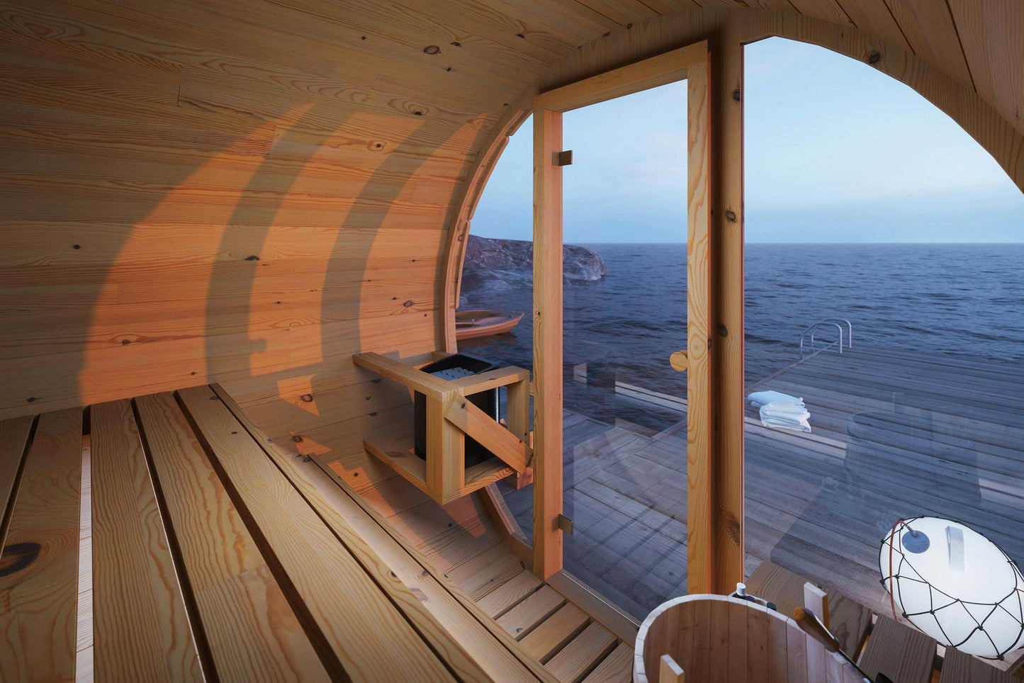 Barrel Sauna Vidar wooden benches