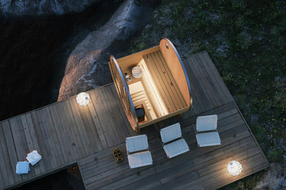 Barrel Sauna Vidar exterior ThermoWood construction