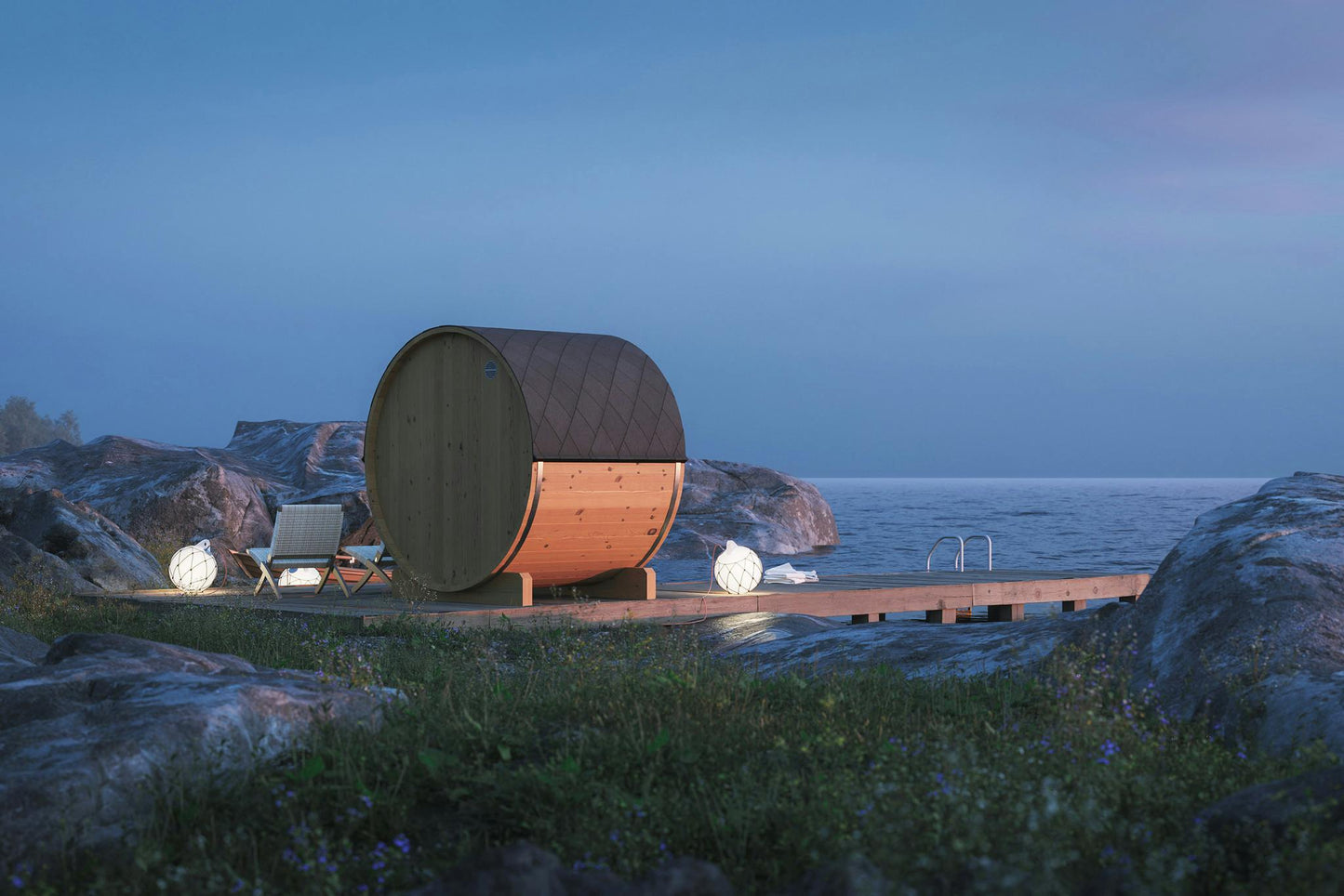Barrel Sauna Edda exterior wood construction
