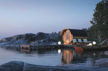 Barrel Sauna Loke aspen wood interior benches