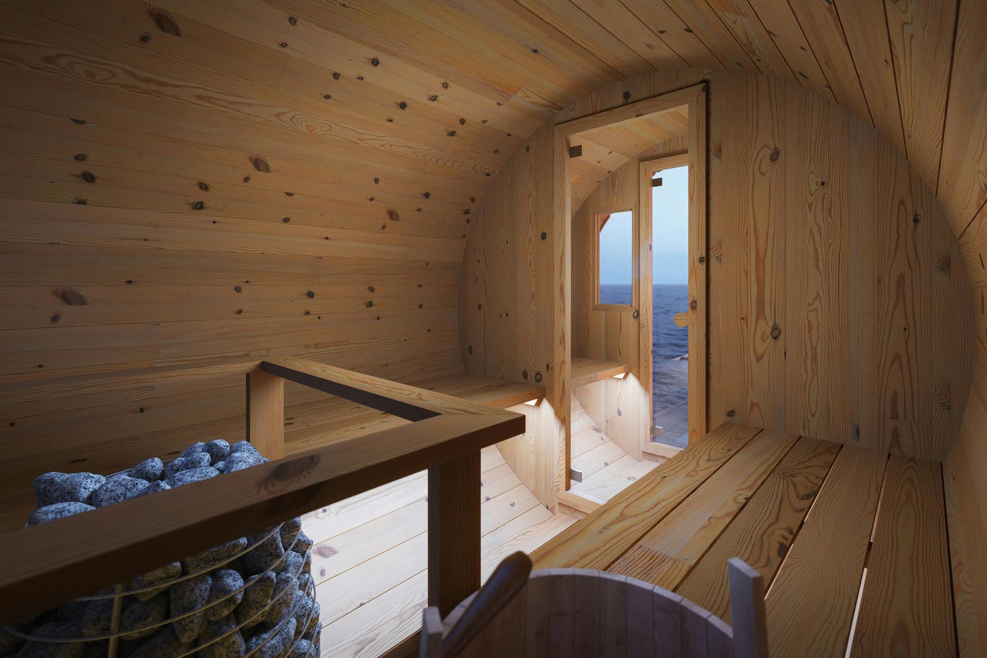Barrel Sauna Loke glass door entrance