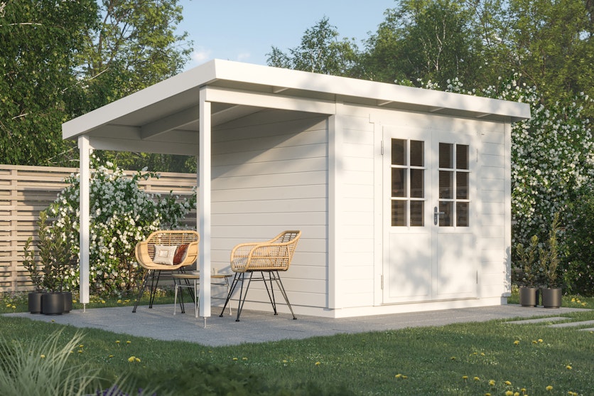 Storage Shed Thea – 10m² with Roofed Patio