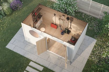 Storage Shed Lo garden setting lifestyle photo