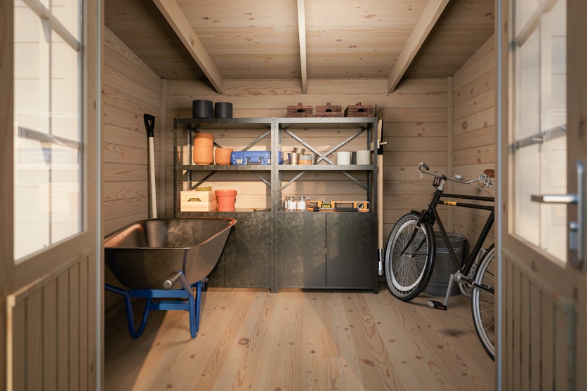 Storage Shed Isa exterior with double doors