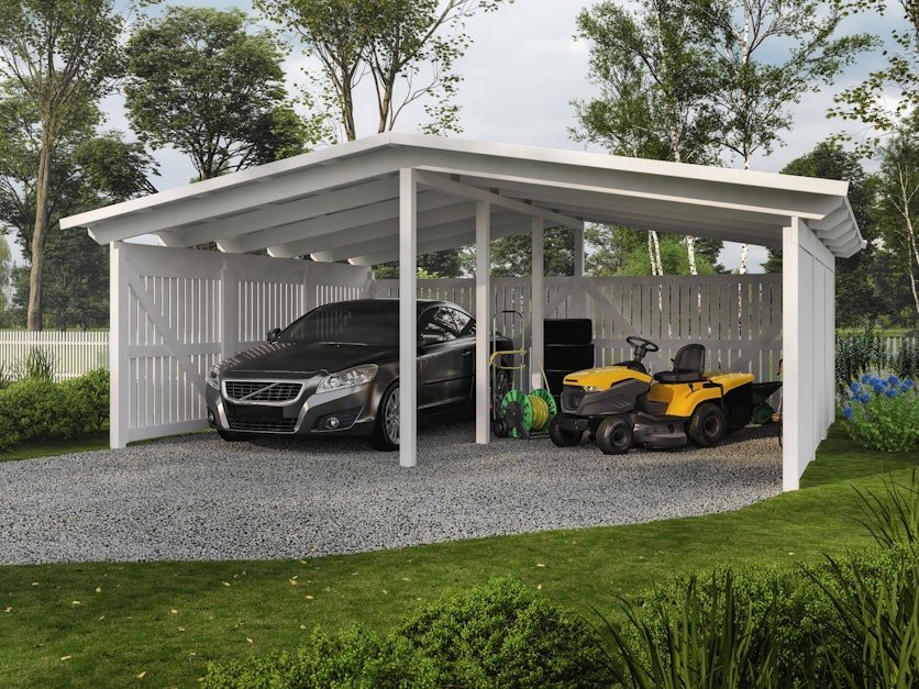 Carport Bosse Double two car wooden carport front view