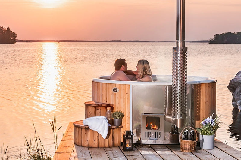 6-8 Person Wood-Fired Hot Tub | Fibreglass & Timber | Circulation Stove Included