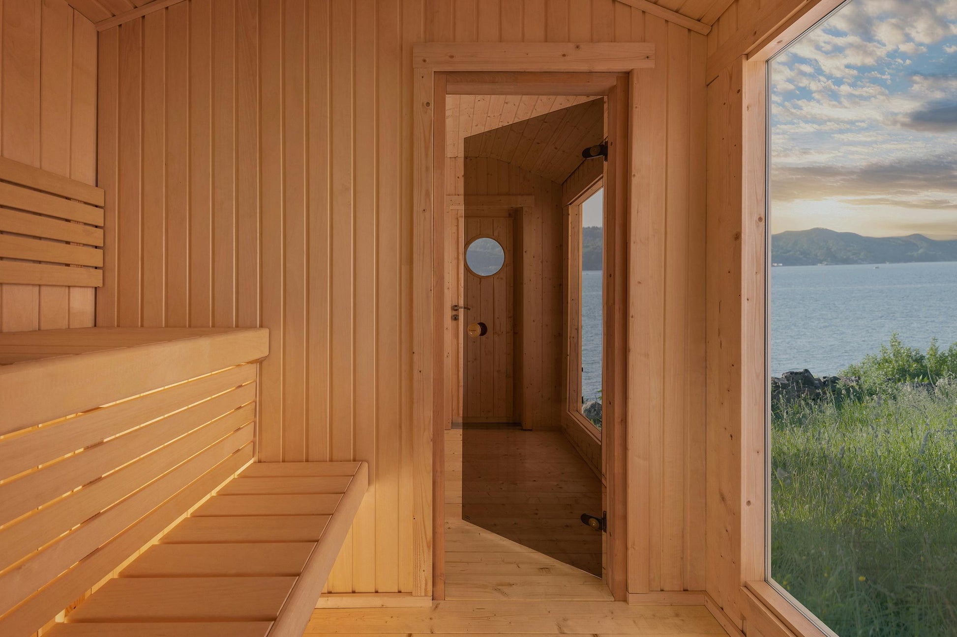 Sauna Anja interior aspen benches