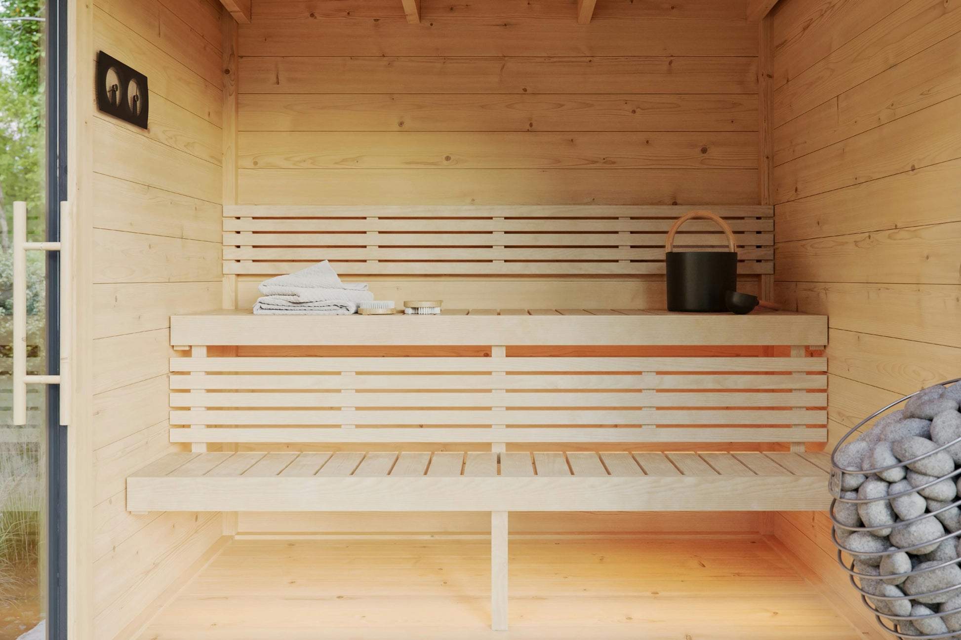 Sauna Irja interior aspen benches