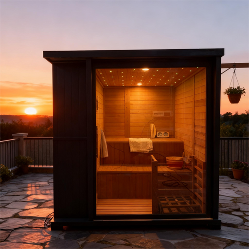 New Luxury High-End Black Square Outdoor Sauna (luxury outdoor sauna)