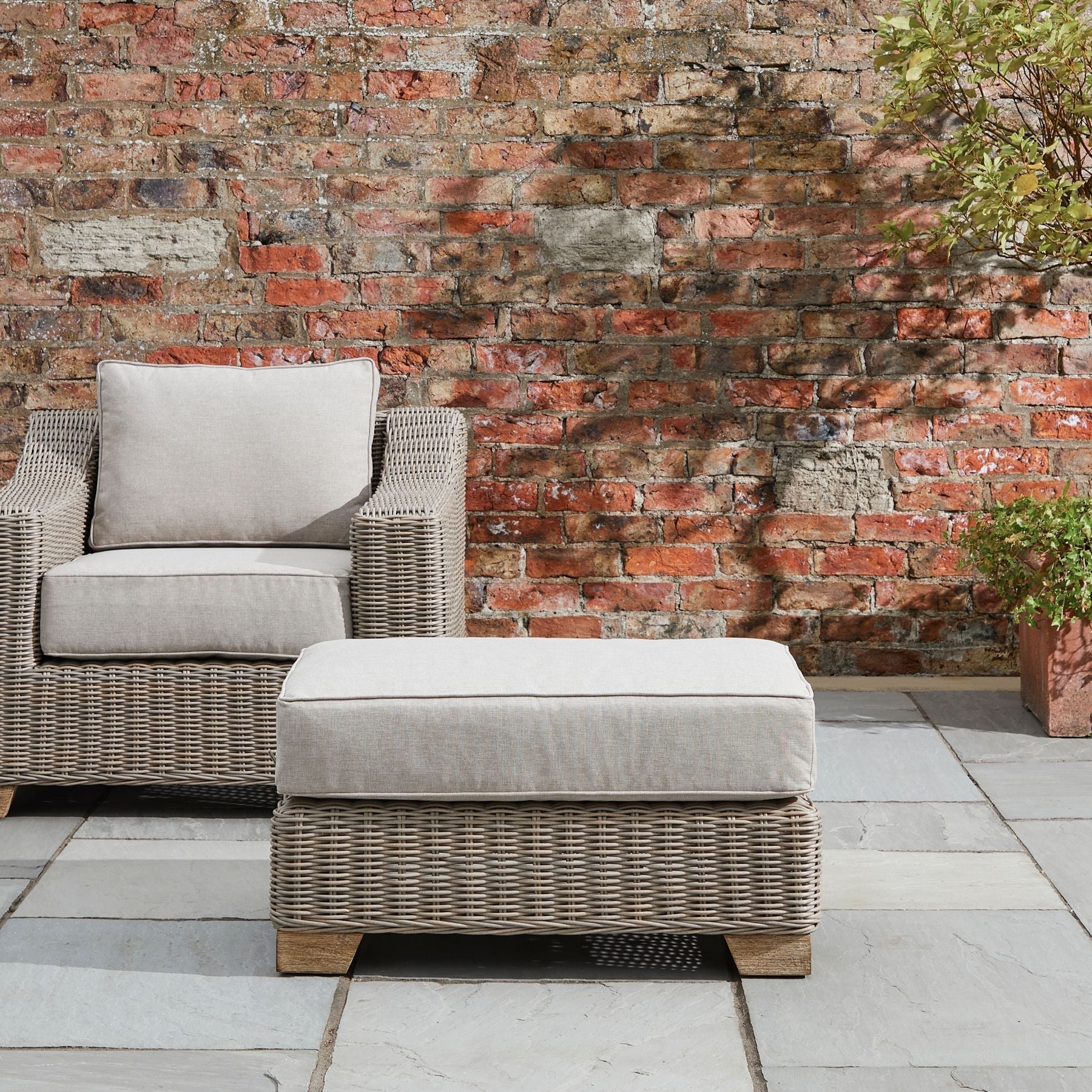 Capri Collection outdoor foot stool cushion detail