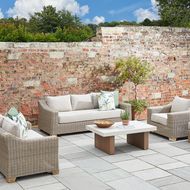 Capri Collection outdoor sofa acacia wood feet