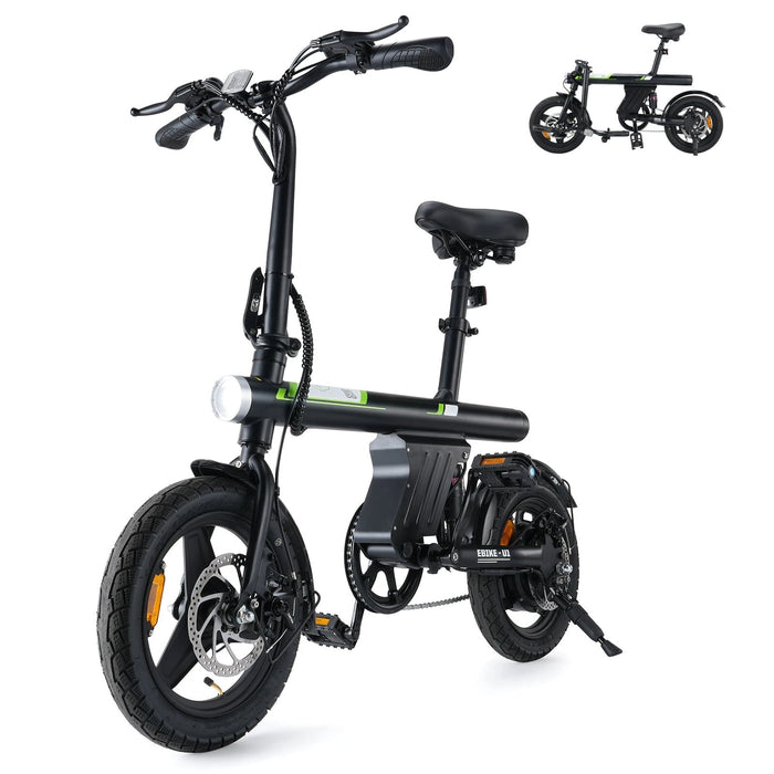 isinwheel U1 36V Electric Bike with 250W Motor, 14-inch Tires, 35-45KM Range – Black