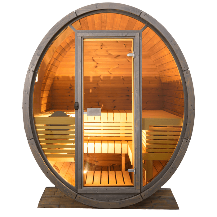 SaunaSupply KLAABU Deluxe Thermowood Outdoor Barrel Sauna - 4 People