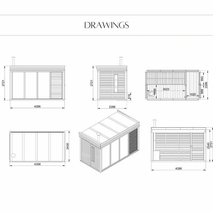 4 Person Traditional Outdoor Sauna Cube with Changing Room