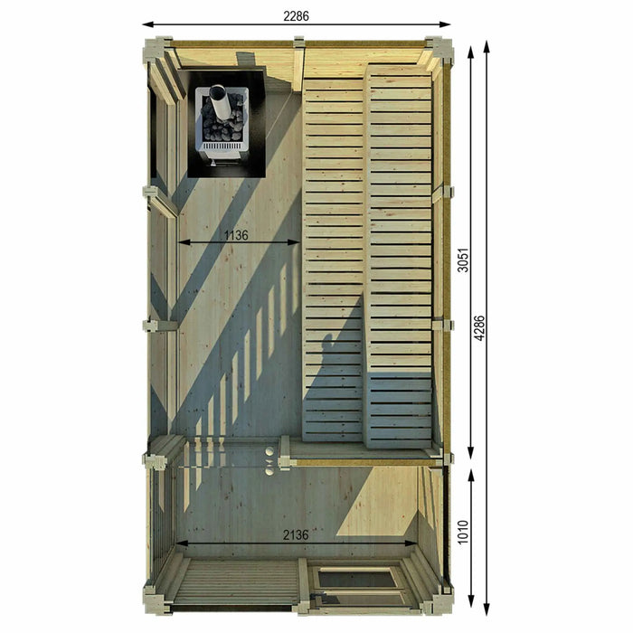 4 Person Traditional Outdoor Sauna Cube with Changing Room