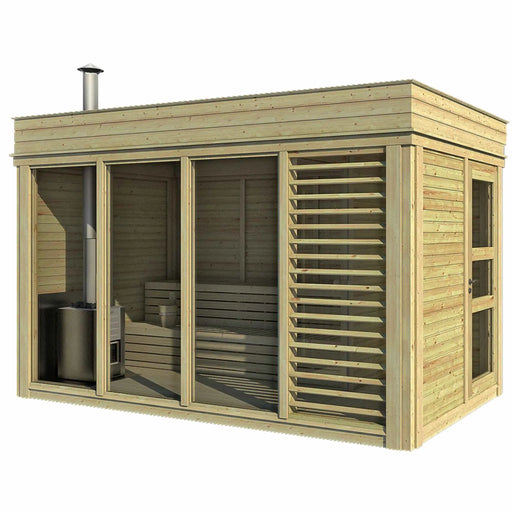 4 Person Traditional Outdoor Sauna Cube with Changing Room