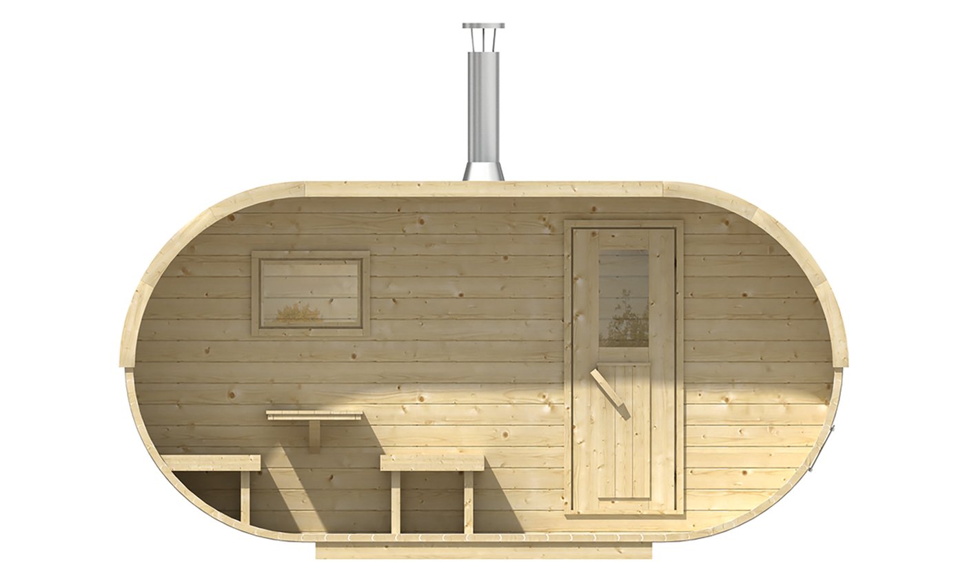 Oval sauna pod – 4 x 2.4m