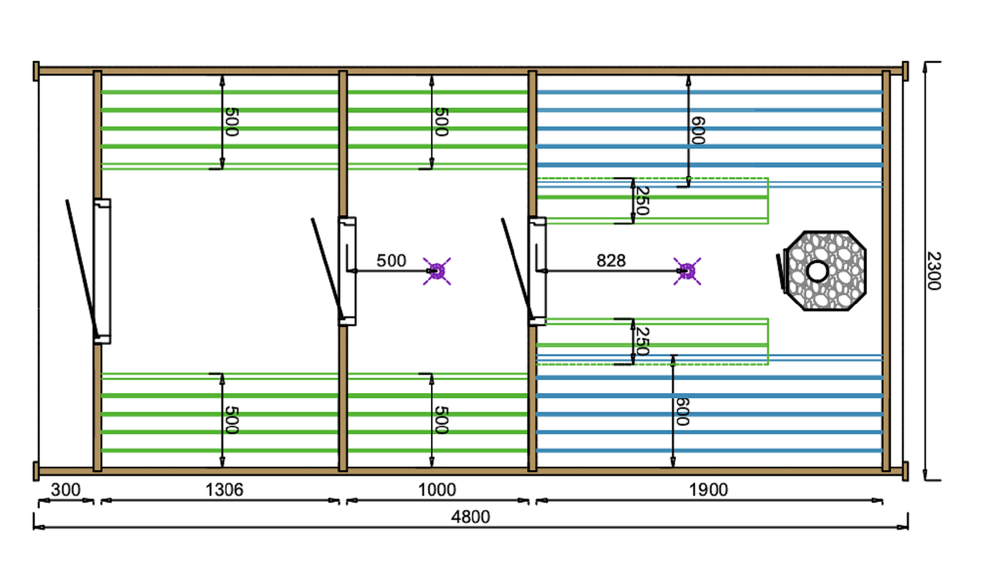 Tolva sauna pod (Thermowood) - 2.25 x 4.8m