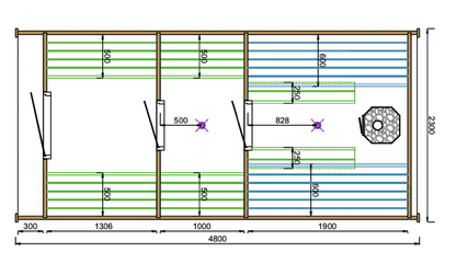 Tolva sauna pod (Thermowood) - 2.25 x 4.8m