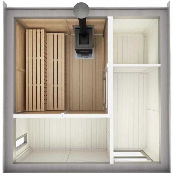 4 Person Outdoor Sauna Cube with Shower and Changing Room