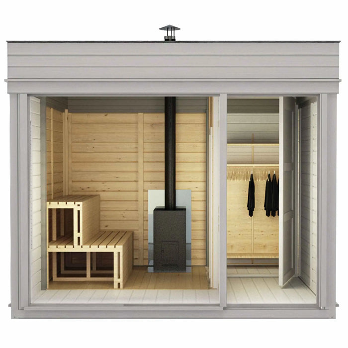 4 Person Outdoor Sauna Cube with Shower and Changing Room
