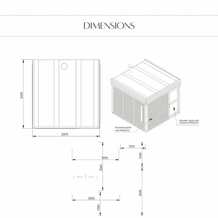 4 Person Outdoor Sauna Cube with Shower and Changing Room