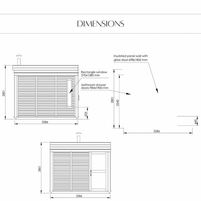 4 Person Outdoor Sauna Cube with Shower and Changing Room