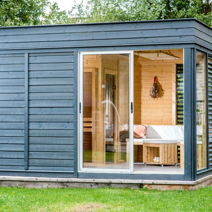 4 Person Traditional Outdoor Sauna with Lounge Room