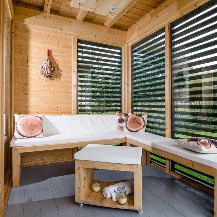 4 Person Traditional Outdoor Sauna with Lounge Room