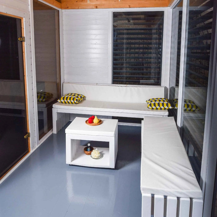 4 Person Traditional Outdoor Sauna with Lounge Room