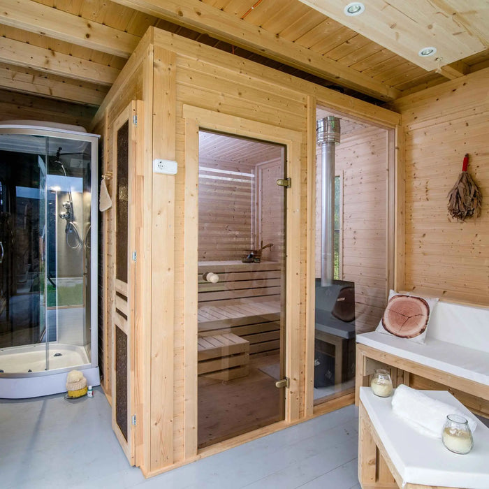 4 Person Traditional Outdoor Sauna with Lounge Room